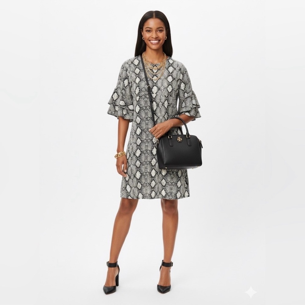 Veronica M Snake Skin Dress Medium Gray Black NWOT